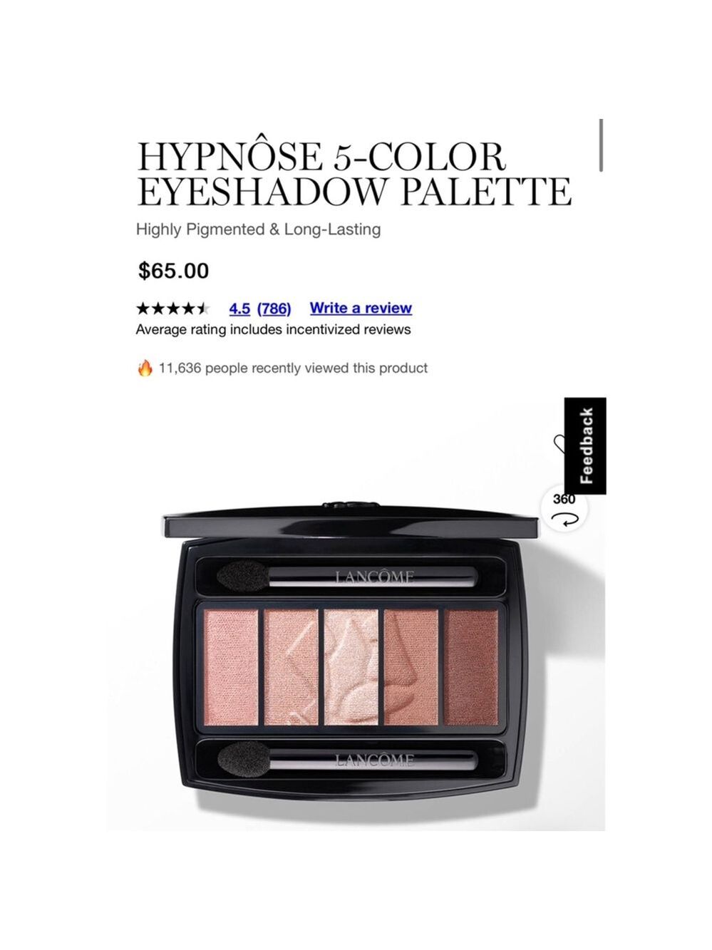 Lancôme Hypnôse 5-Color Eyeshadow Palette Nude Sculptural